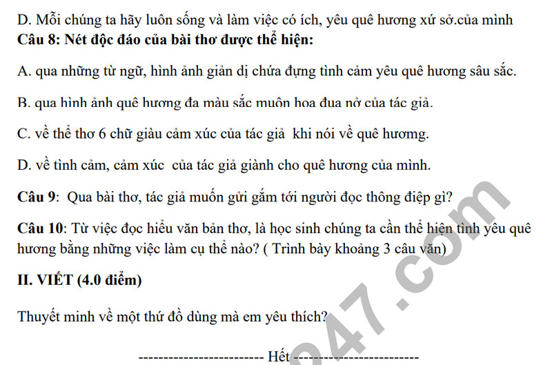 De thi ki 1 nam 2023 mon Van lop 8 - THCS Lai Thanh
