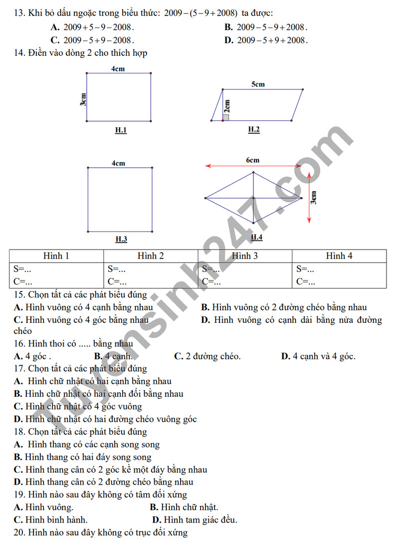 De cuong on tap ki 1 mon Toan lop 6 nam 2023 - THCS Phan Chu Trinh