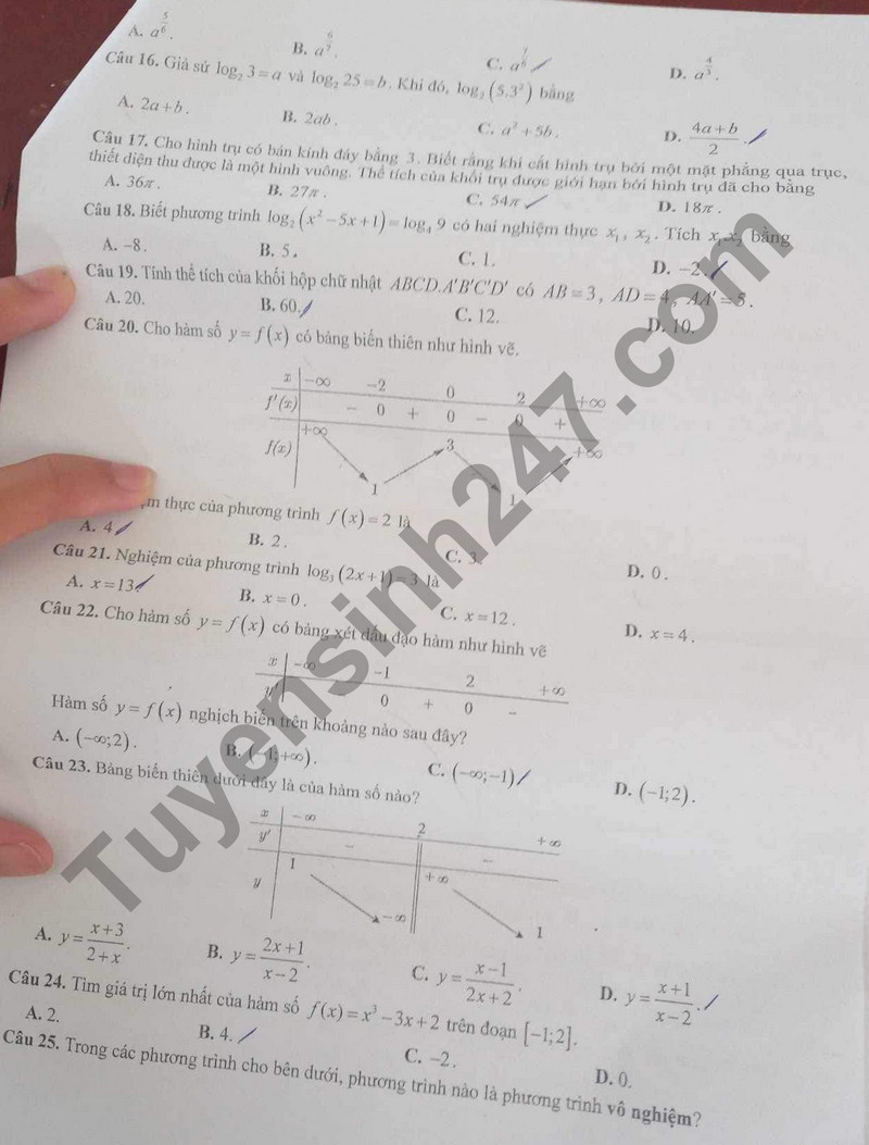 De thi ki 1 mon Toan lop 12 - So GD Bac Lieu 2023