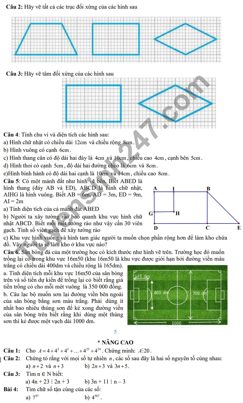 De cuong on tap ki 1 mon Toan lop 6 nam 2023 - THCS Phan Chu Trinh