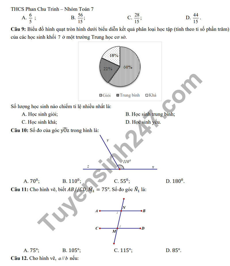 De cuong on tap ki 1 nam 2023 mon Toan lop 7 - THCS Phan Chu Trinh