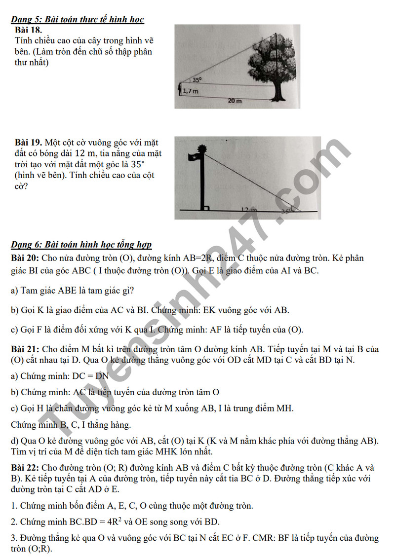 De cuong on tap ki 1 mon Toan lop 9 nam 2023 - THCS Phan Chu Trinh