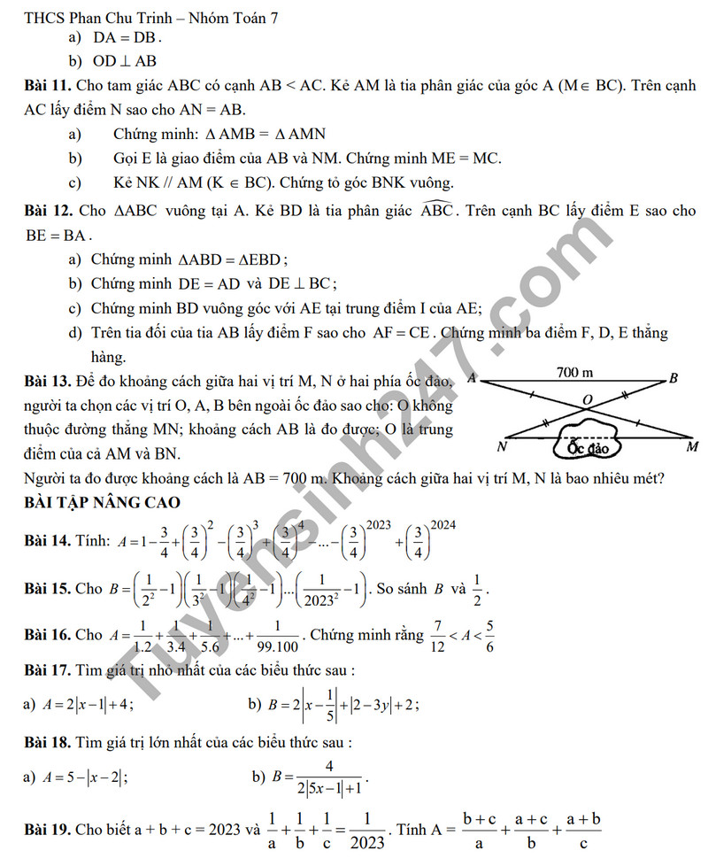 De cuong on tap ki 1 nam 2023 mon Toan lop 7 - THCS Phan Chu Trinh