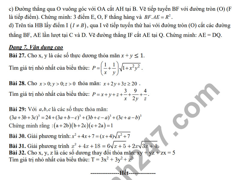 De cuong on tap ki 1 mon Toan lop 9 nam 2023 - THCS Phan Chu Trinh
