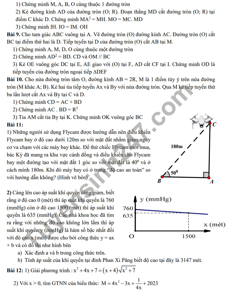 De cuong on tap ki 1 mon Toan lop 9 - THCS Thanh Am 2023