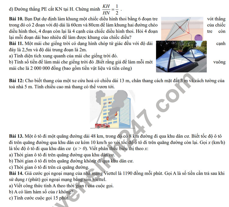 De cuong on tap ki 1 mon Toan lop 8 - THCS Thanh Am 2023