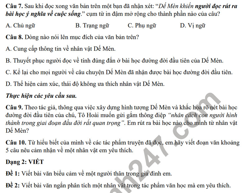 De cuong on tap ki 1 nam 2023 mon Van lop 7 - THCS Thanh Am