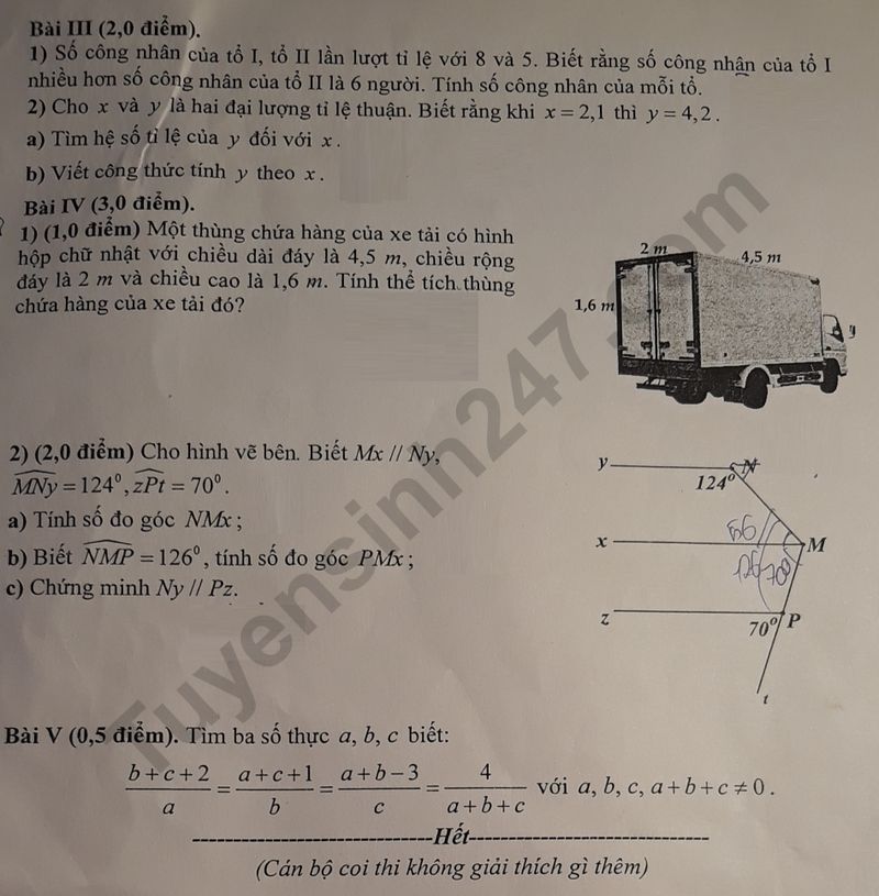 De thi ki 1 lop 7 mon Toan 2023 - THCS THPT Lomonoxop