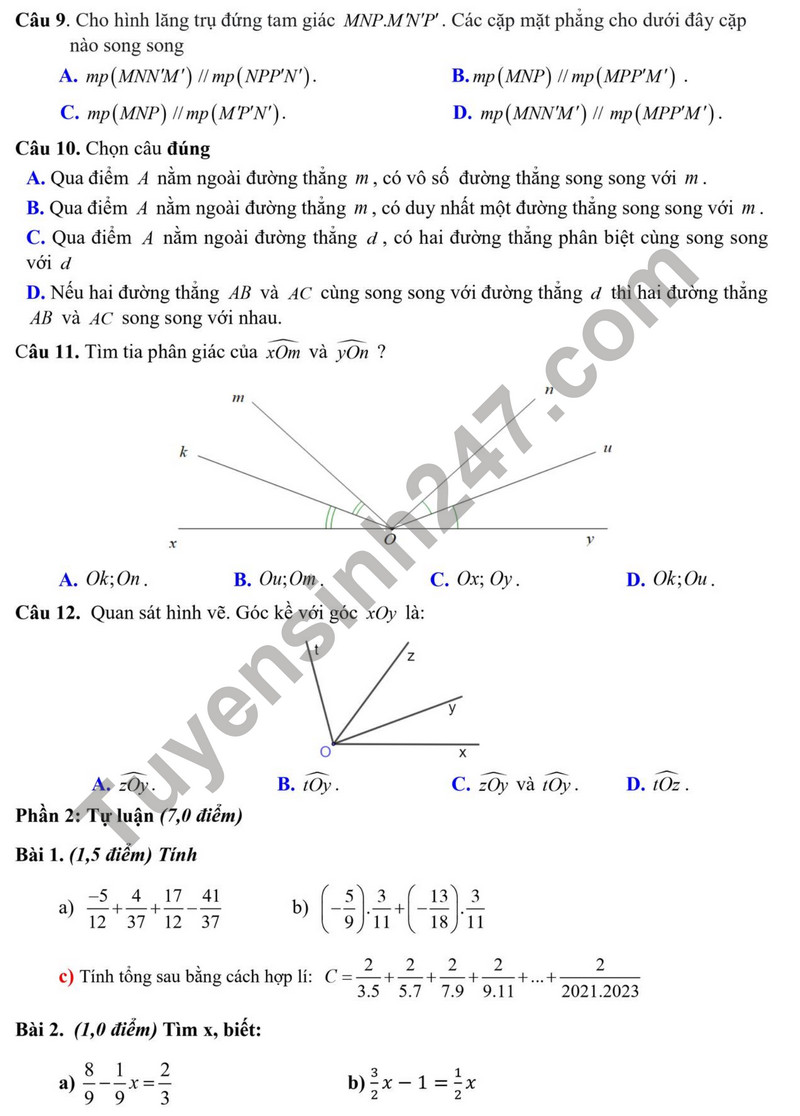 De tham khao ki 1 mon Toan lop 8 - THCS Qui Duc 2023