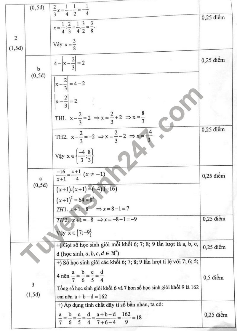 De thi ki 1 lop 7 mon Toan - THCS Marie Curie 2023