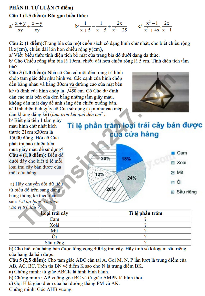 De tham khao ki 1 mon Toan lop 8 - THCS Suong Nguyet Anh 2023