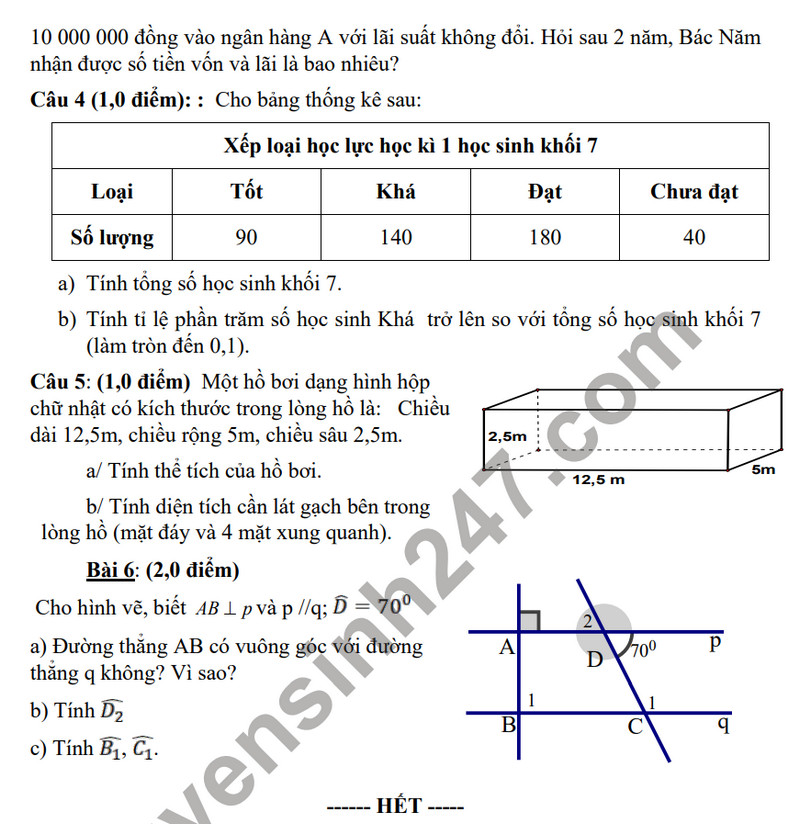 De tham khao ki 1 mon Toan lop 7 nam 2023 - THCS Suong Nguyet Anh