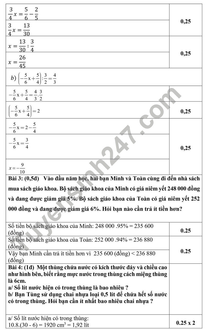 De thi cuoi ki 1 mon Toan lop 7 - THCS Tan Tuc 2023