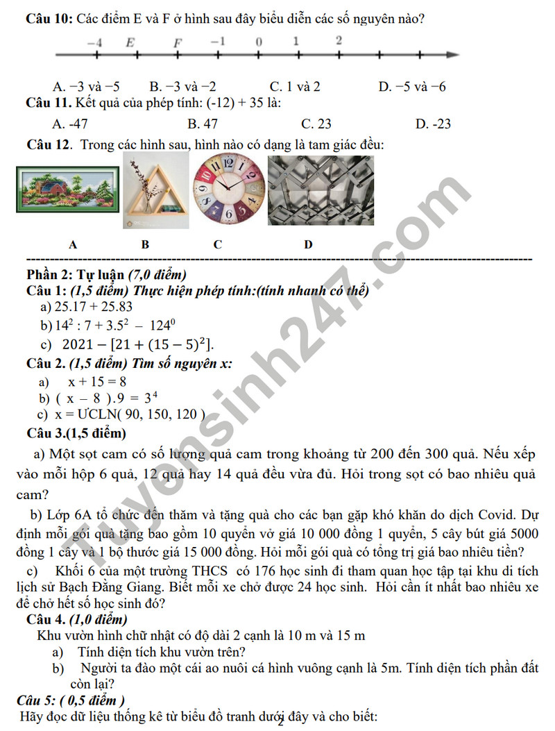 De tham khao ki 1 mon Toan lop 6 - THCS Le Minh Xuan 2023