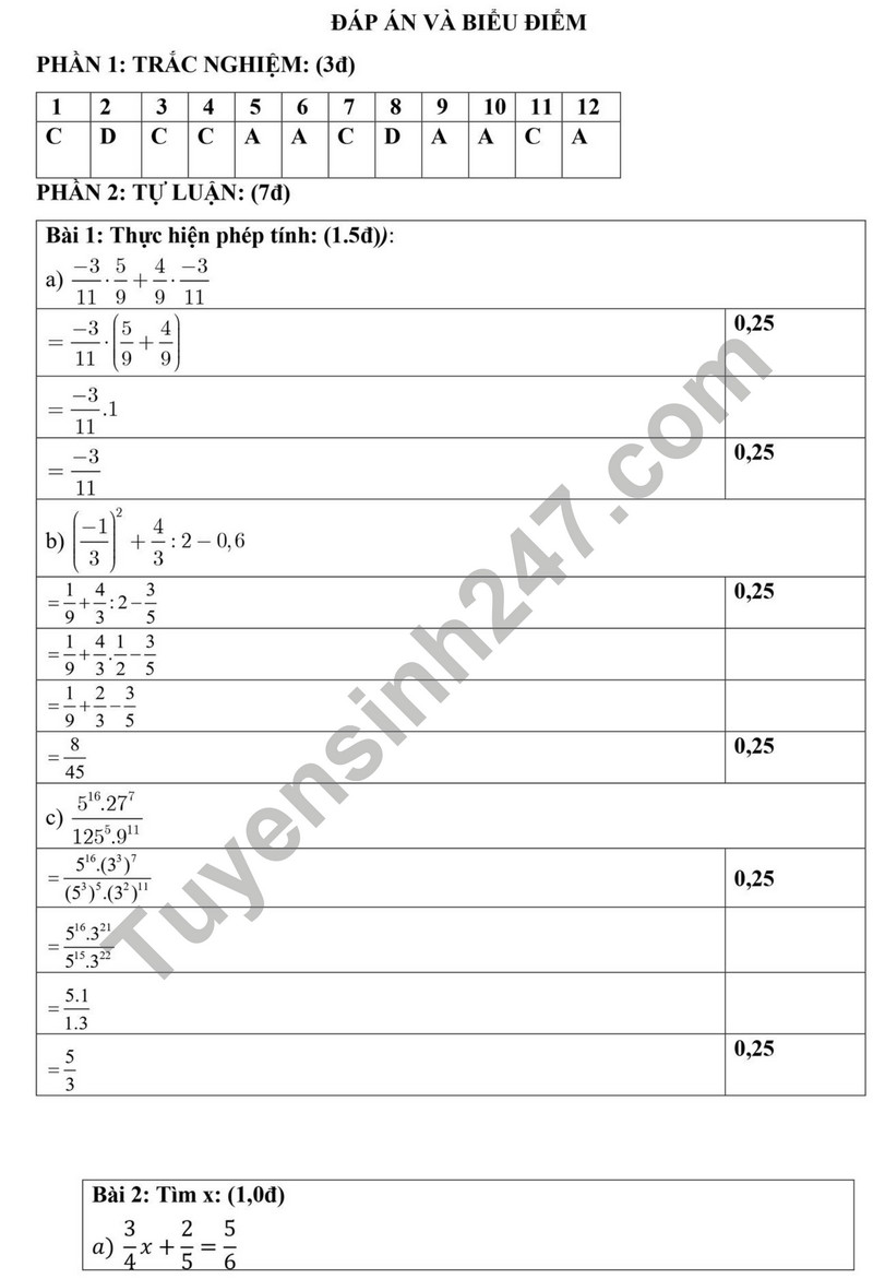 De thi cuoi ki 1 mon Toan lop 7 - THCS Tan Tuc 2023