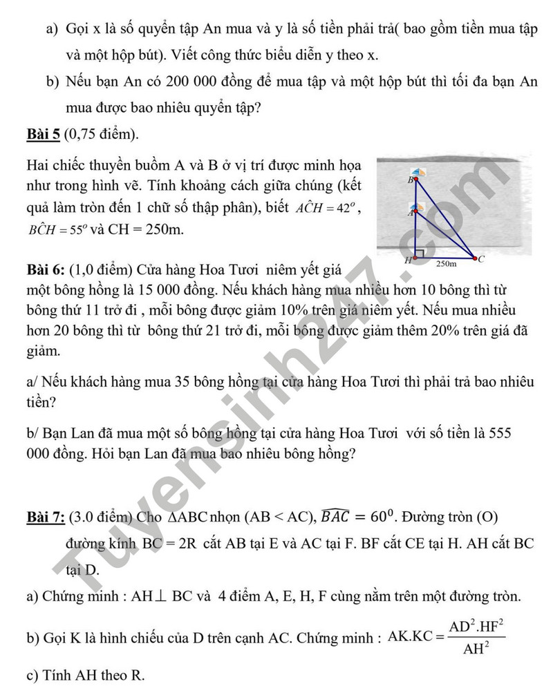 De thi cuoi ki 1 mon Toan lop 9 - THCS Trung Son 2023