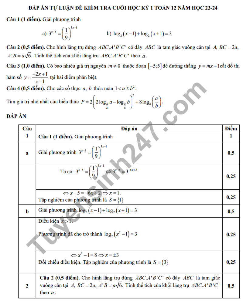 De kiem tra ki 1 mon Toan lop 12 - THPT chuyen Hung Vuong 2023