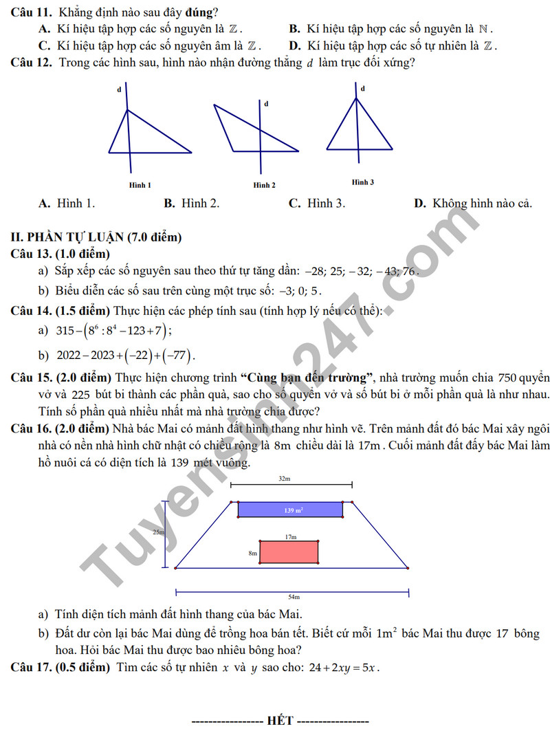 De kiem tra ki 1 mon Toan lop 6 nam 2023 - Trung TH Viet Anh 2