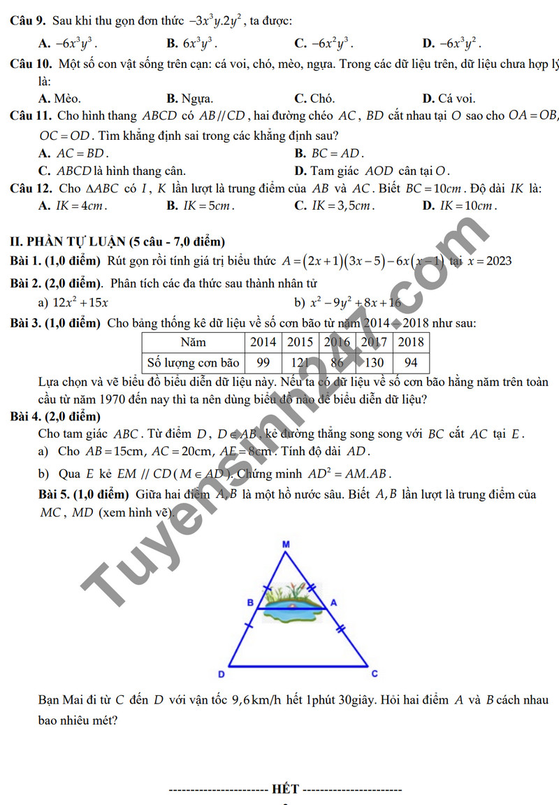 De kiem tra ki 1 mon Toan lop 8 nam 2023 - Trung TH Viet Anh 2