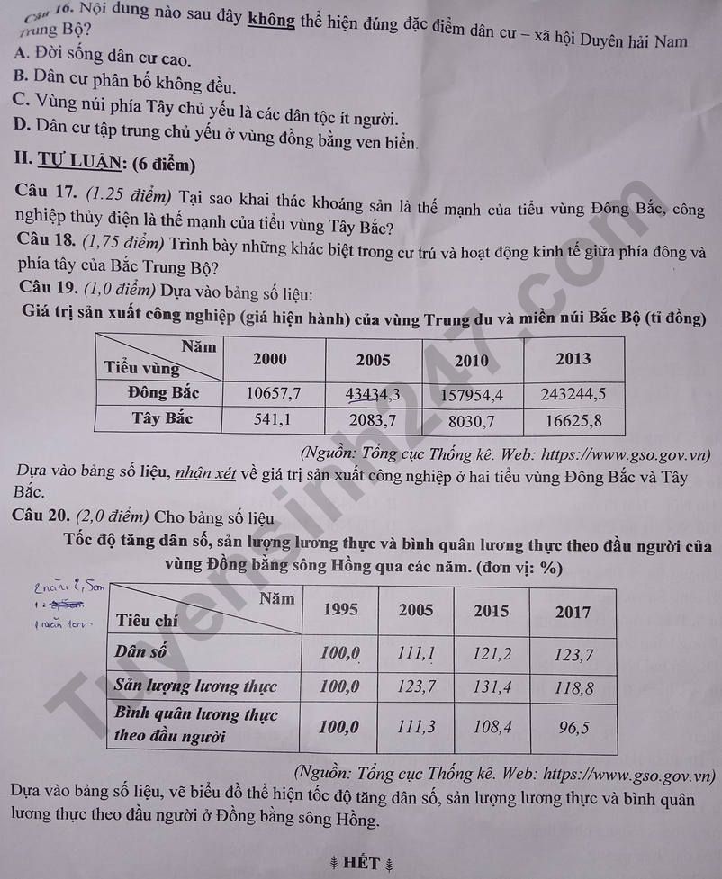 De thi hoc ki 1 mon Dia lop 9 - THCS TT Long Thanh 2023