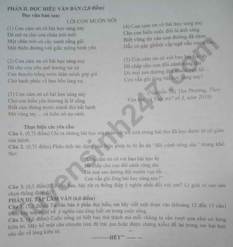 De thi ki 1 lop 9 mon Van 2023 - Phong GD Hai Hau