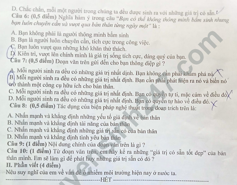 De kiem tra ki 1 mon Van lop 8 - THCS Tay Son 2023