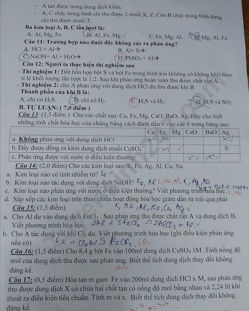 De thi hoc ky 1 lop 9 mon Hoa nam 2023 - THCS Long Binh