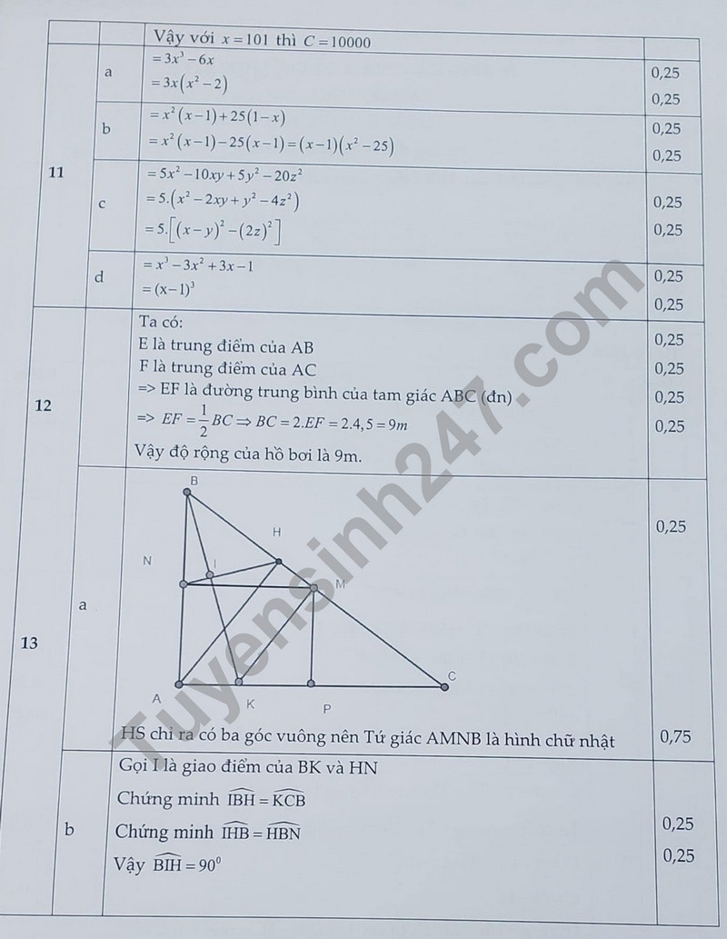 De thi HK 1 nam 2023 mon Toan lop 8 - THCS Tam Hiep (Co dap an)