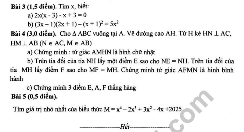 De thi cuoi ki 1 mon Toan lop 8 - Phong GD Tay Ho 2023