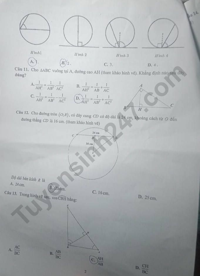 De thi cuoi ki 1 mon Toan lop 9 - So GD Ben Tre 2023 (Co dap an)