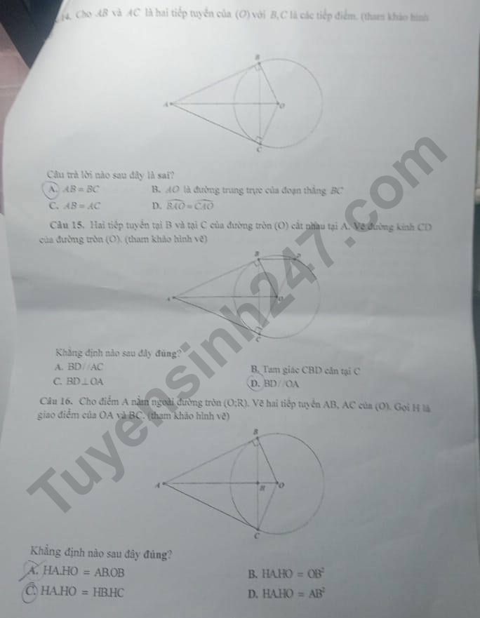 De thi cuoi ki 1 mon Toan lop 9 - So GD Ben Tre 2023 (Co dap an)