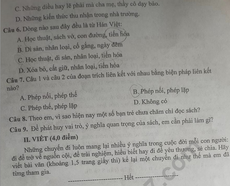 De thi cuoi ki 1 mon Van lop 8 - phong GD Ba Vi 2023