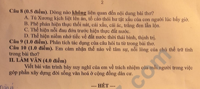 De thi cuoi ki 1 mon Van lop 8 - Phong GD Gia Loc 2023