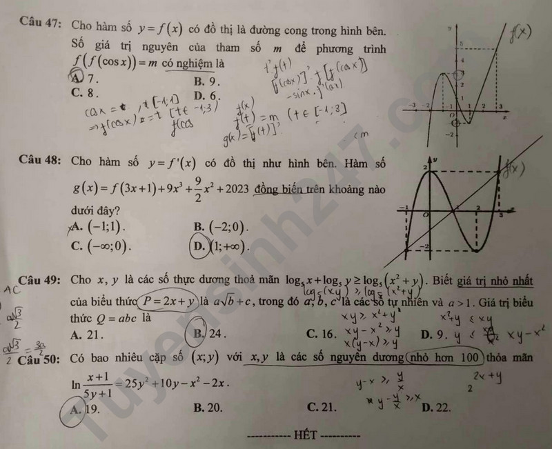 De thi HK 1 mon Toan lop 12 - So GD Nam Dinh 2023