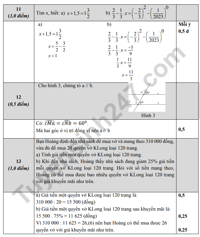 De thi ki 1 lop 7 mon Toan 2023 - Soc Son (Co dap an)
