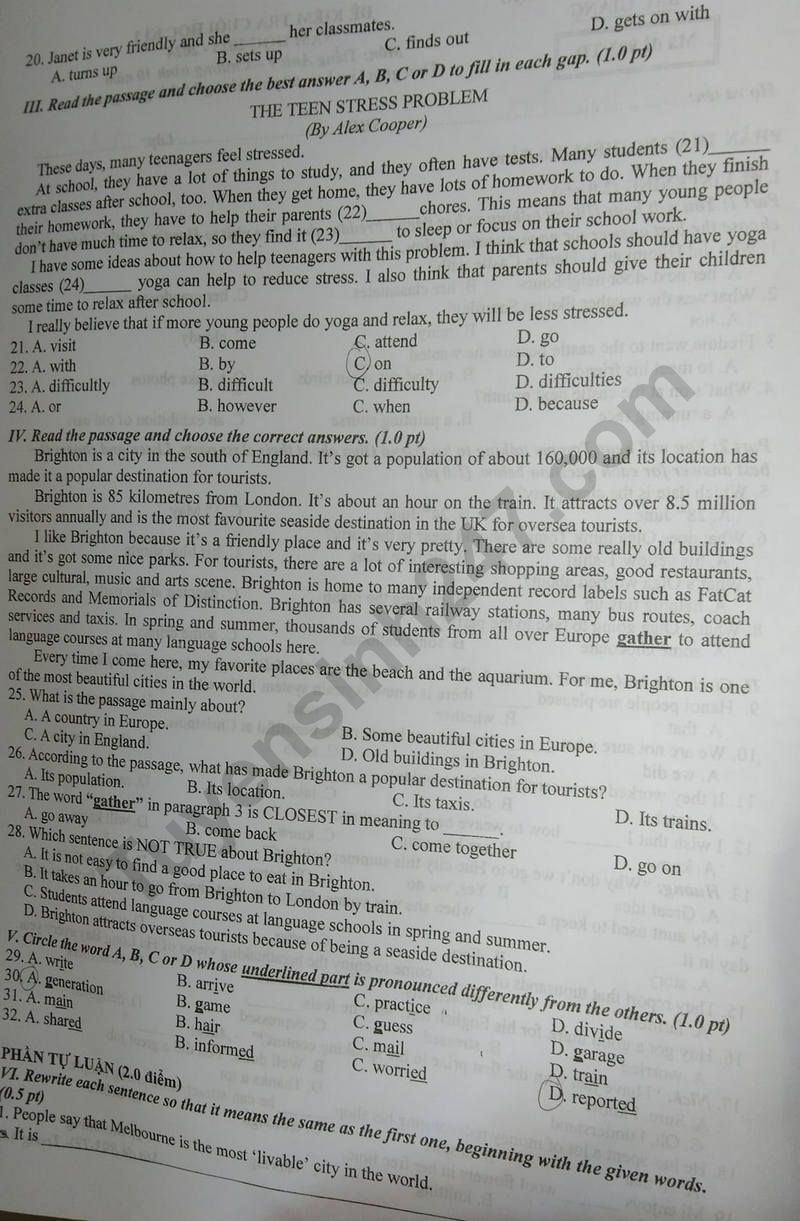De thi ki 1 mon Anh lop 9 - So GD Bac Giang 2023