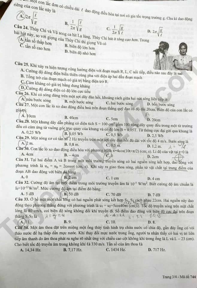 De kiem tra cuoi ki 1 lop 12 mon Ly 2023 - THPT Thang Long