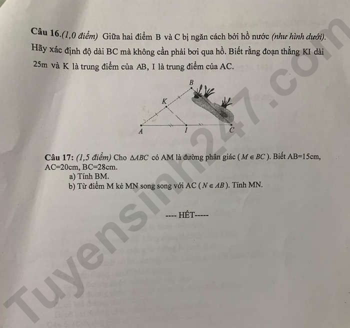 De thi cuoi ki 1 mon Toan lop 8 - THCS Hung Vuong 2023