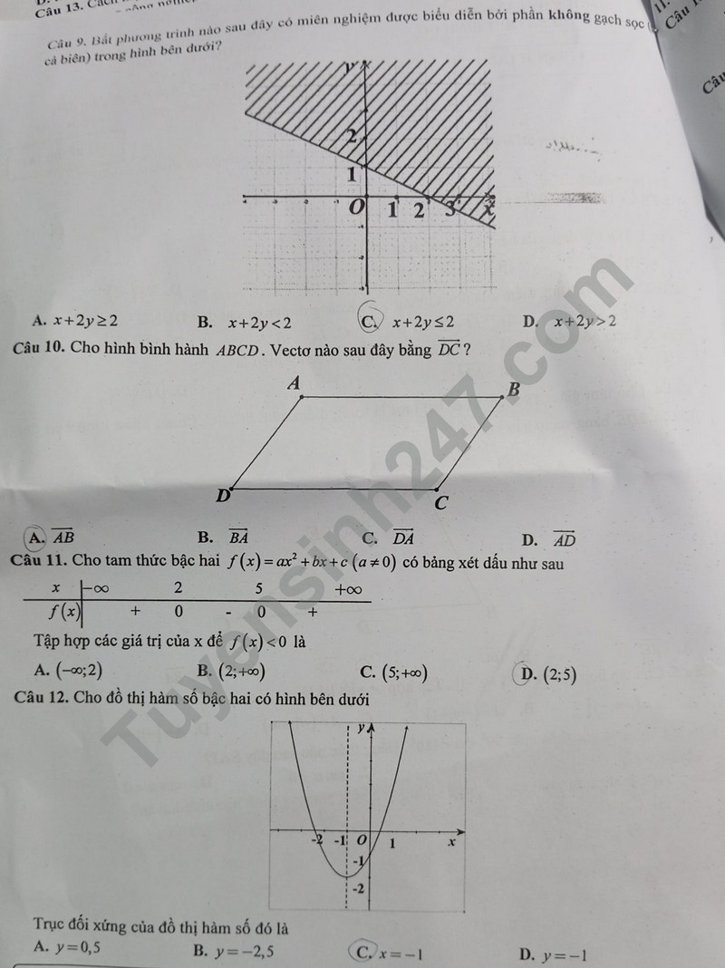 De thi cuoi ki 1 mon Toan lop 10 - So GD Lang Son 2023