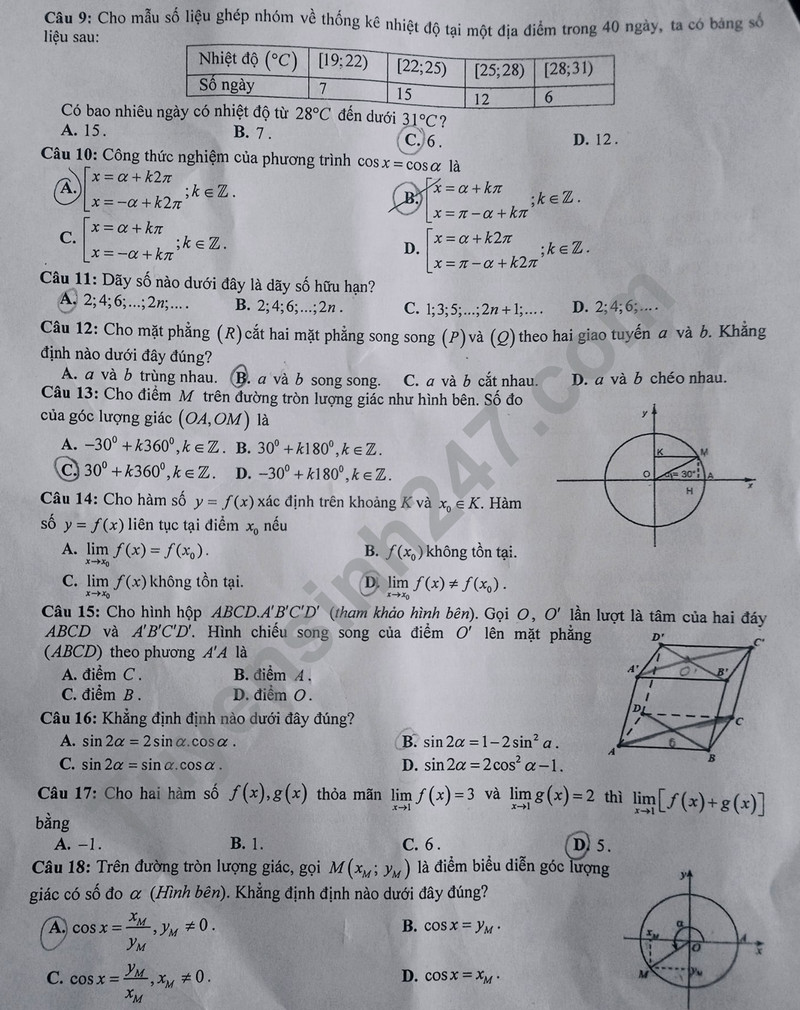 De thi cuoi ki 1 mon Toan lop 11 - Phong GD Kom Tum 2023