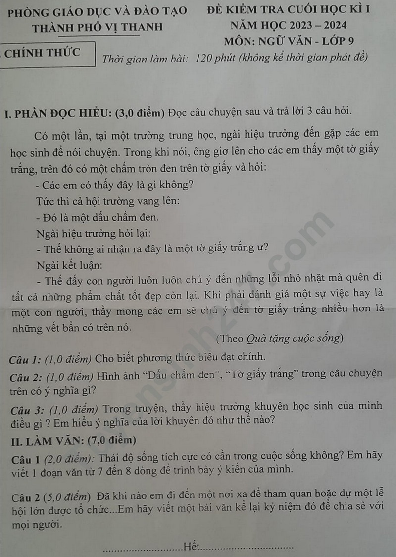 De thi HK 1 mon Van lop 9 nam 2023 - Phong GD Vi Thanh