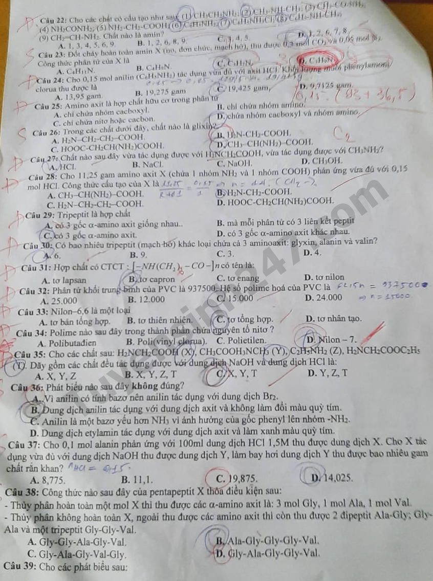 De hoc ki 1 lop 12 nam 2023 mon Hoa - THPT Ca Mau