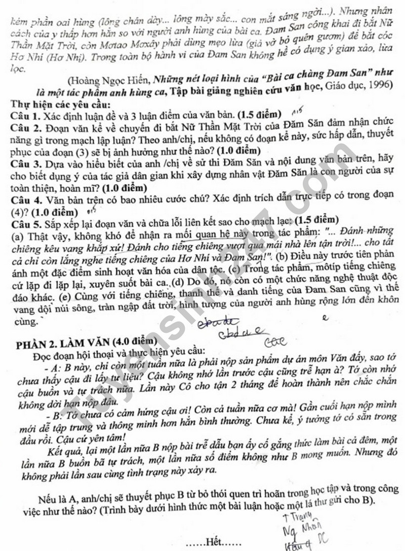 De thi cuoi ki 1 mon Van lop 10 - THPT Gia Dinh 2023