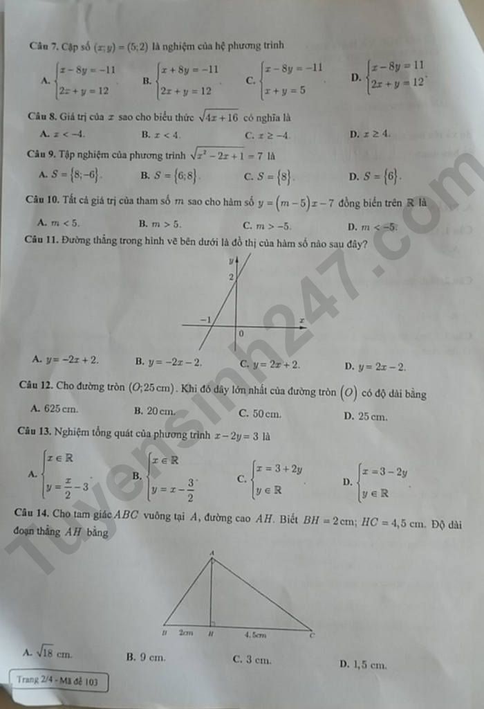 De cuoi ki 1 lop 9 mon Toan 2023 – TP Can Tho