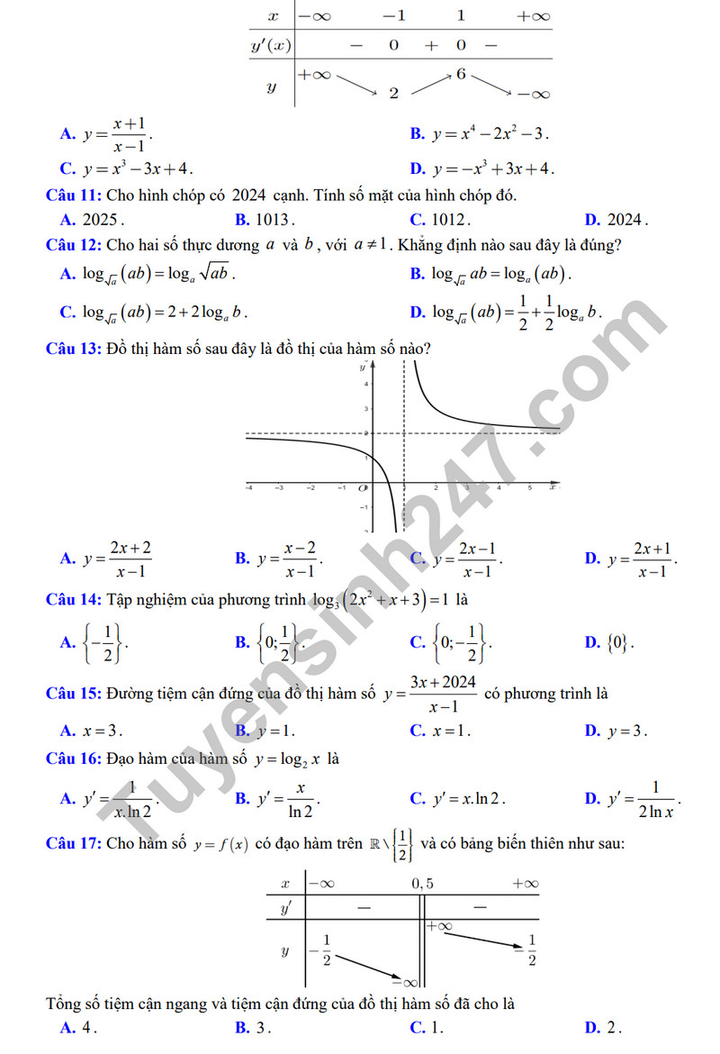 De HK 1 mon Toan lop 12 - THPT Soc Son 2023