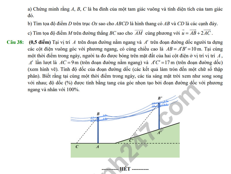 De thi cuoi ki 1 lop 10 mon Toan - THPT chuyen Quoc hoc Hue 2023