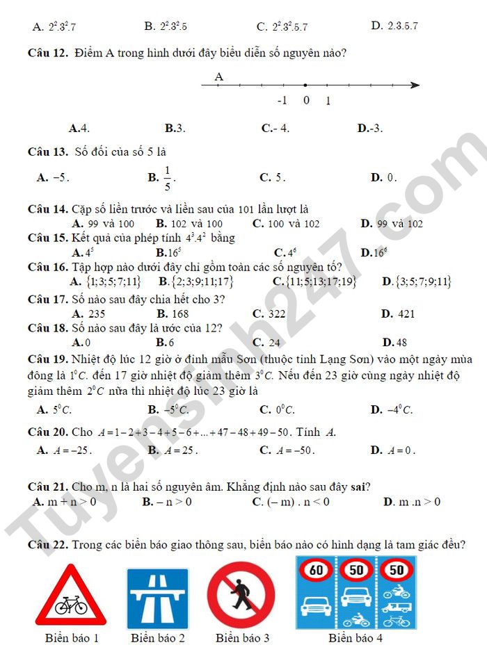 De thi cuoi ki 1 mon Toan lop 6 nam 2023 - THCS Kim Son (Co dap an)