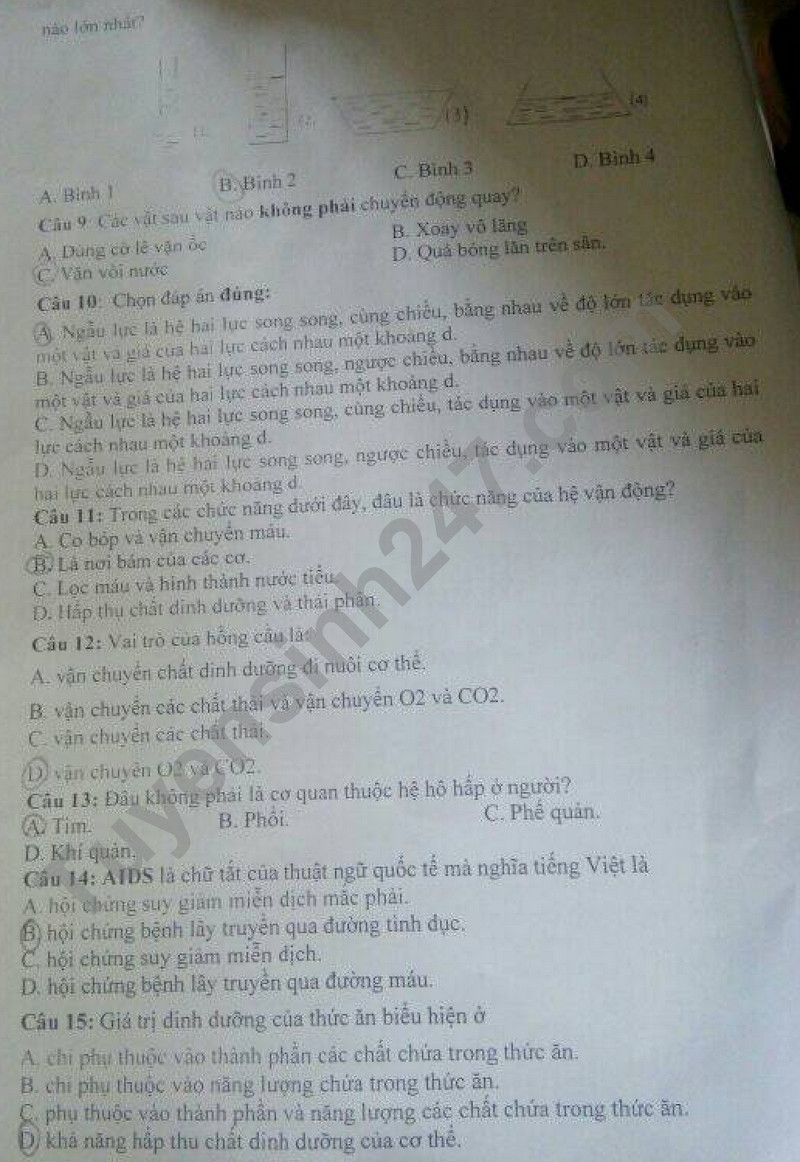 De thi cuoi ki 1 mon KHTN lop 8 - THCS Duc Ninh 2023