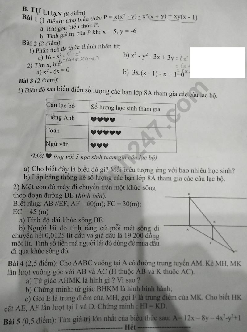 De HK 1 mon Toan lop 8 - THCS An Khanh 2023