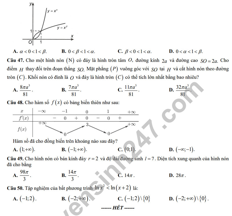De thi HK 1 mon Toan lop 12 nam 2023 - THPT Tran Quoc Toan (Co dap an)